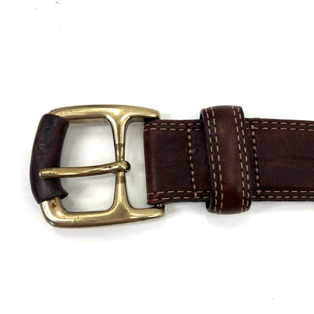 Brighton Mens 44  Brown Leather Belt Gold Vintage Made in USA